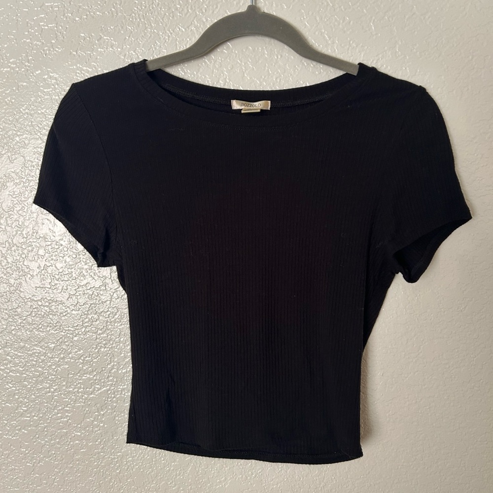 Bozzolo Black Fitted Crop Tee